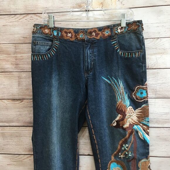 ANTHROPOLOGIE BASIL & MAUDE EMBROIDERED AND BEADED JEANS - Picture 6 of 10